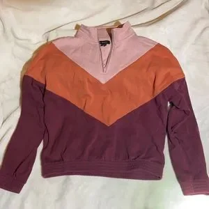 La Hearts Tops Pacsun La Hearts Cropped Tricolor Quarter Zip